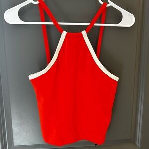 Orange Women's Top with White Trim